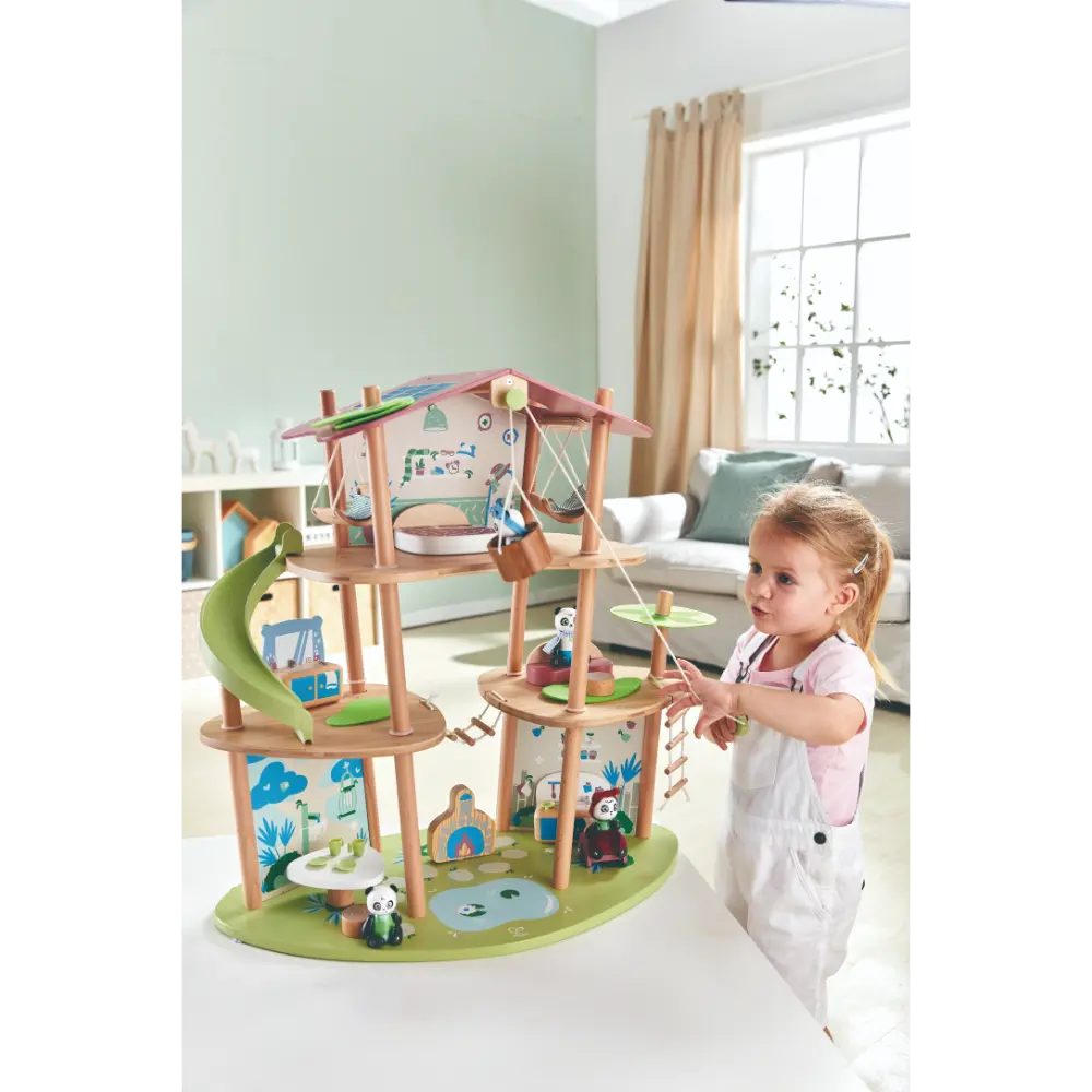 Hape Pandas’ Bamboo House Wooden Animal Playset for Kids