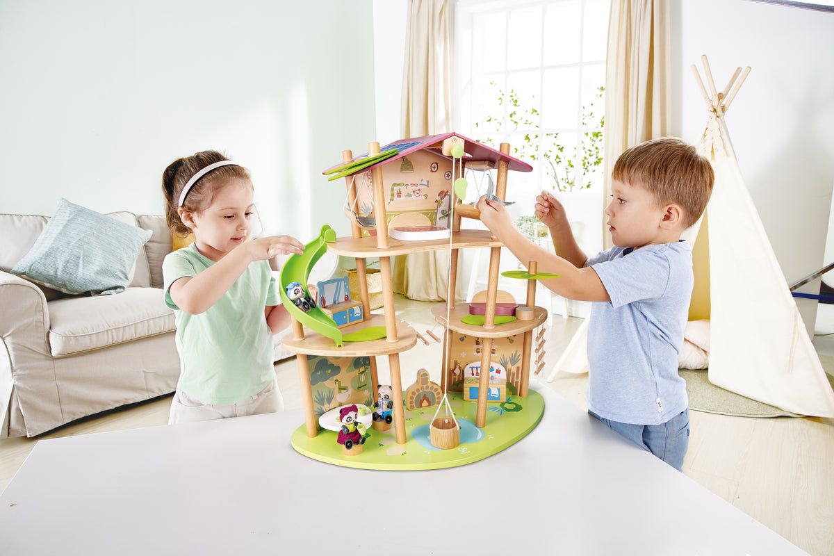 Hape Pandas’ Bamboo House Wooden Animal Playset for Kids
