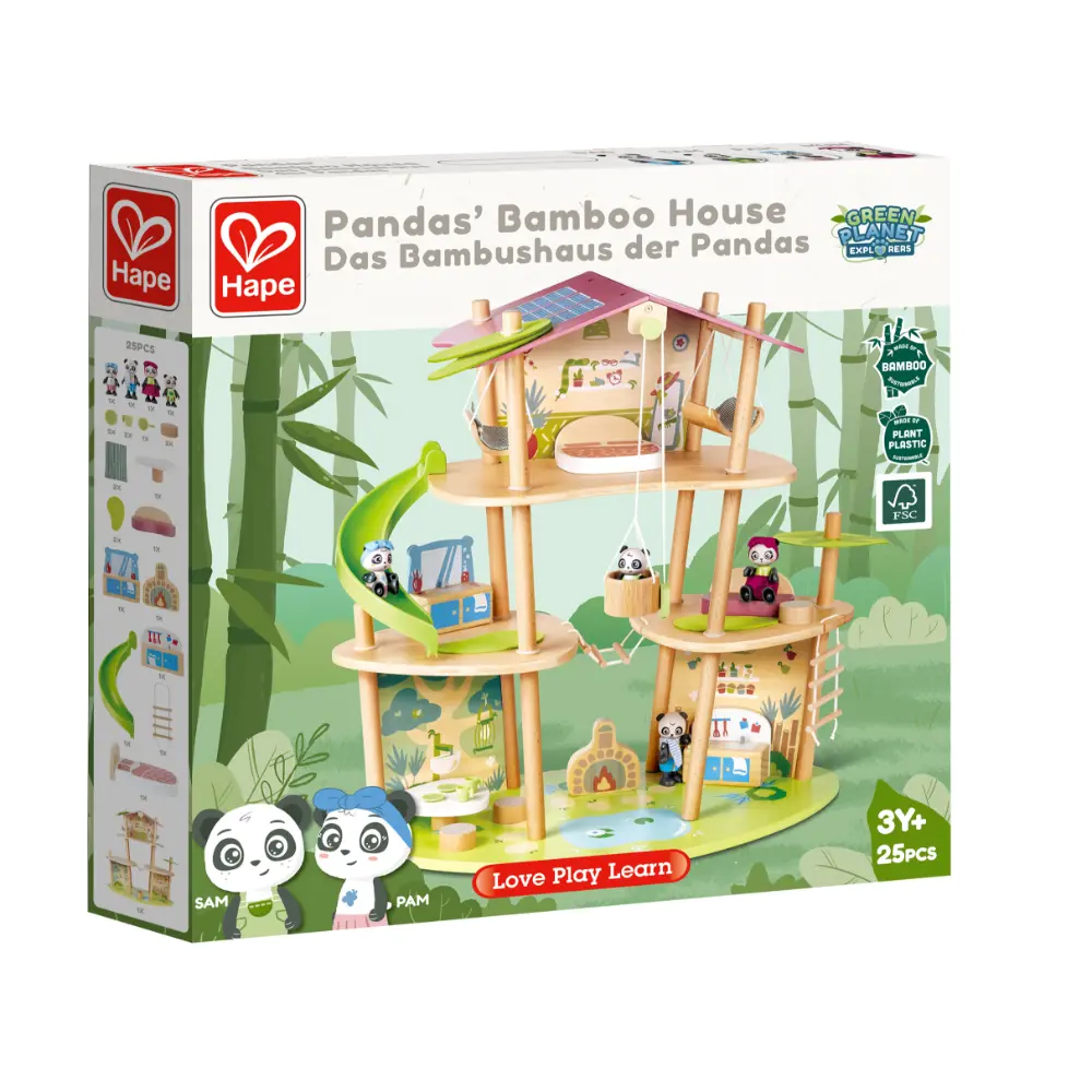 Hape Pandas’ Bamboo House Wooden Animal Playset for Kids