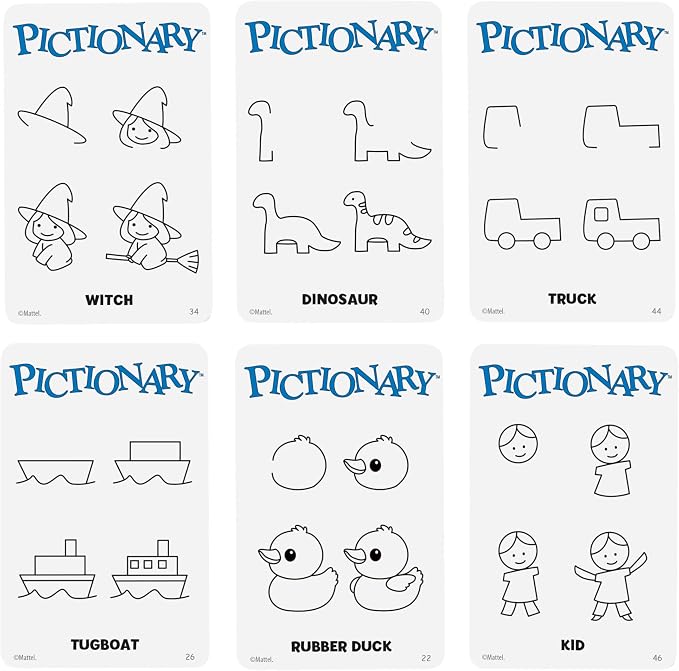 Pictionary Core Refresh Board Game with Erasable Boards & Timer