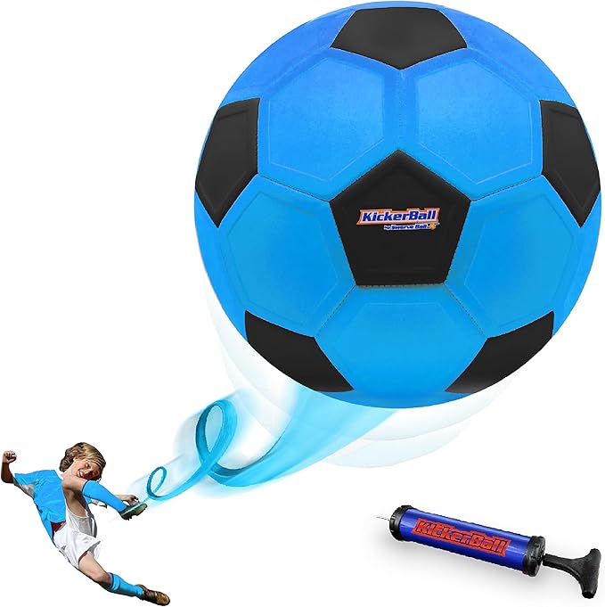 Kickerball Blue Curve & Swerve Soccer Ball Size 4 Trick Shot Training Football for Kids & Adults