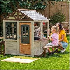 KidKraft Pioneer Cottage Wooden Outdoor Playhouse