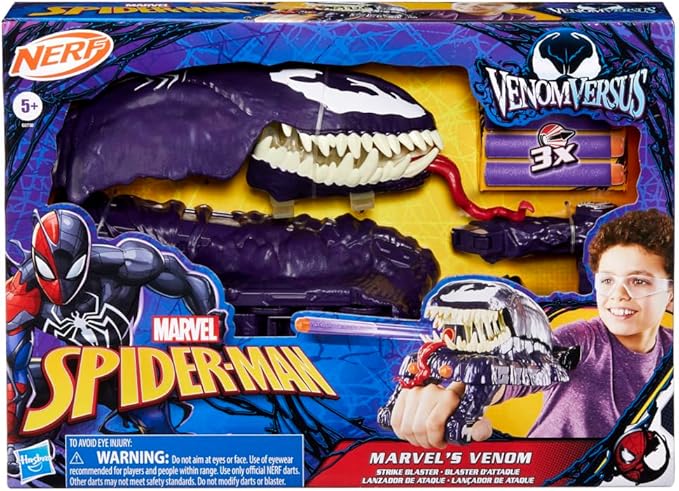 Marvel Spider-Man Venom Versus NERF Venom Strike Blaster