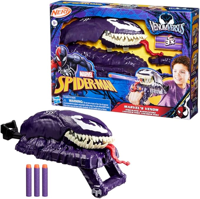 Marvel Spider-Man Venom Versus NERF Venom Strike Blaster