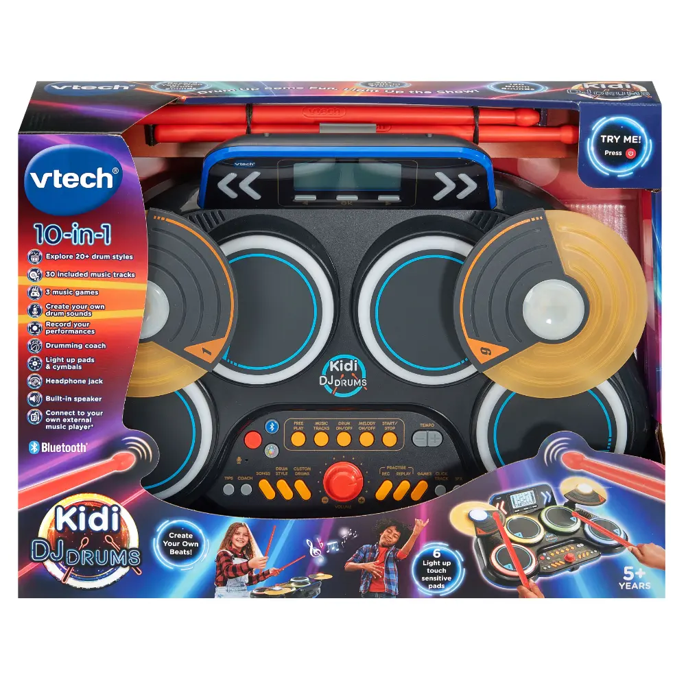 VTech Kidi DJ Drums - Electronic Drums with Light Effects and Learning Mode - For Children