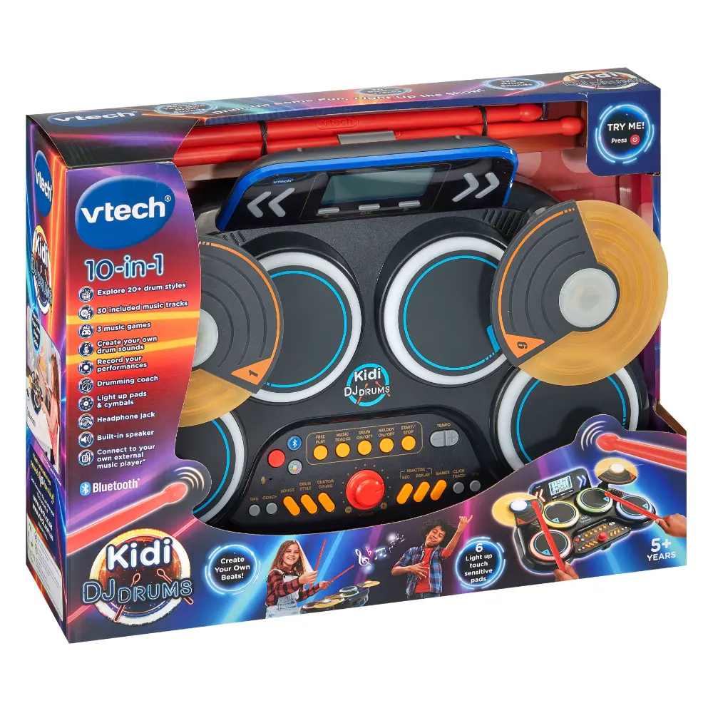 VTech Kidi DJ Drums - Electronic Drums with Light Effects and Learning Mode - For Children