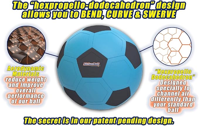 Kickerball أزرق Curve & Swerve Soccer كرة Size ٤ Trick Shot Training Football for Kids & Adults