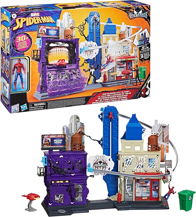 Spider-Man Venom Versus Web Slinging City Playset with 4-Inch Action Figure & Accessories