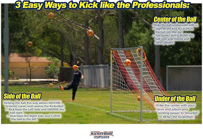 Kickerball أزرق Curve & Swerve Soccer كرة Size ٤ Trick Shot Training Football for Kids & Adults