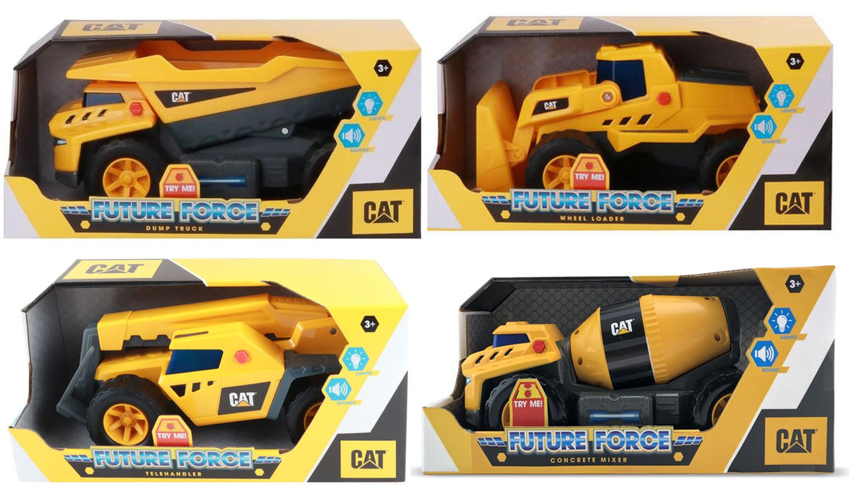 شاحنة تفريغ CAT Future Force مقاس ١١ بوصة مع أضواء وأصوات - تصاميم متنوعة، اختيار عشوائي