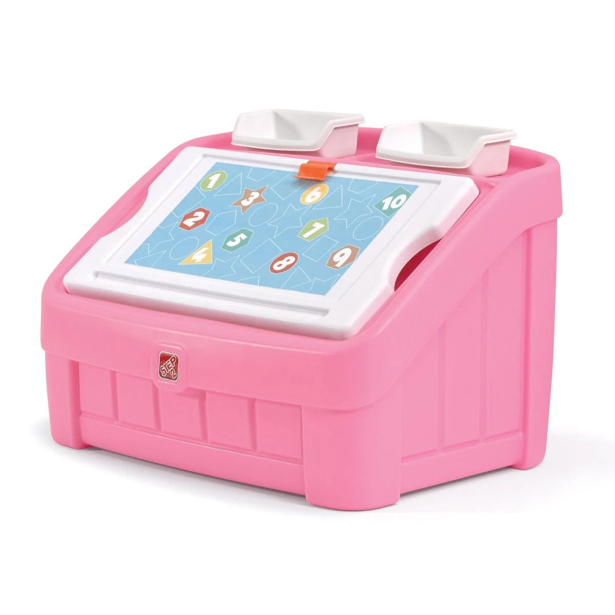 2-in-1 Toy Storage Box with Art Lid Pink Kraft  Kids Playroom Organizer