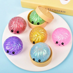Mystery Glitter Dumpling Squishy Squeezy Bun Figure 8.5 cm Assorted Colors