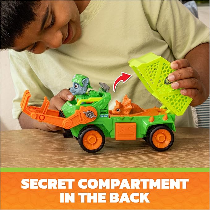 مجموعات لعب المركبات - Paw Patrol: The Dino Movie Rocky’s Dino Rescue Recycler Vehicle مع Rocky & Dino Figures
