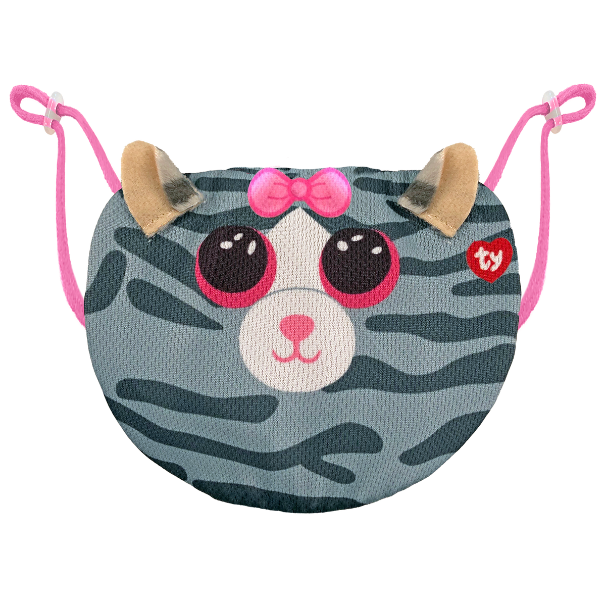 TY Beanie Boos Kiki Cat Reusable Washable Face Mask -Grey, Cute Cat Design for Kids