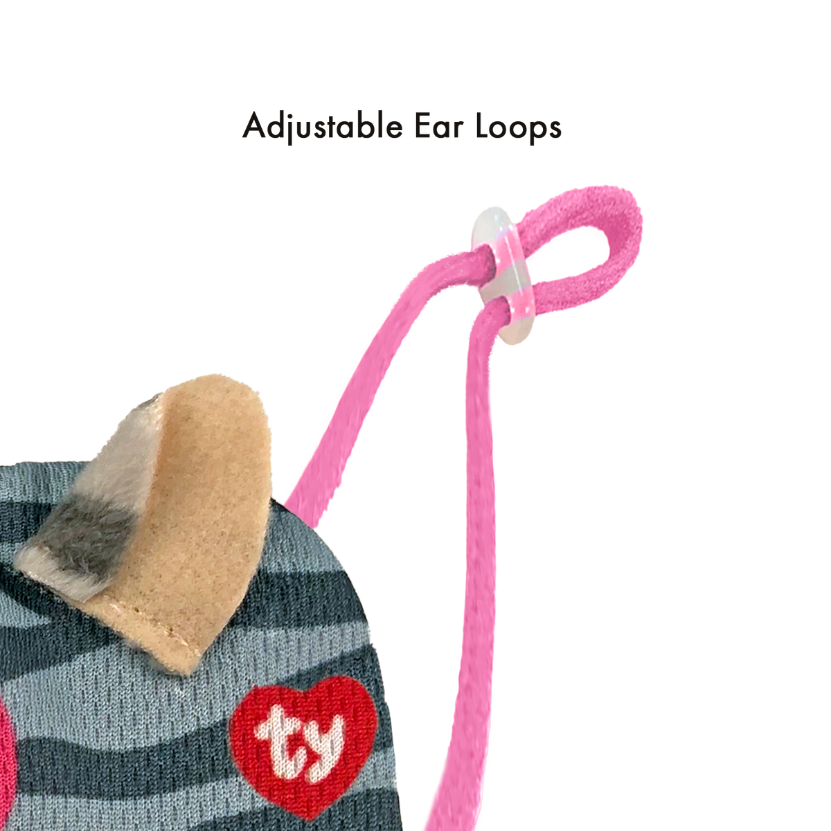 TY Beanie Boos Kiki Cat Reusable Washable Face Mask -Grey, Cute Cat Design for Kids