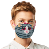 TY Beanie Boos Kiki Cat Reusable Washable Face Mask -Grey, Cute Cat Design for Kids