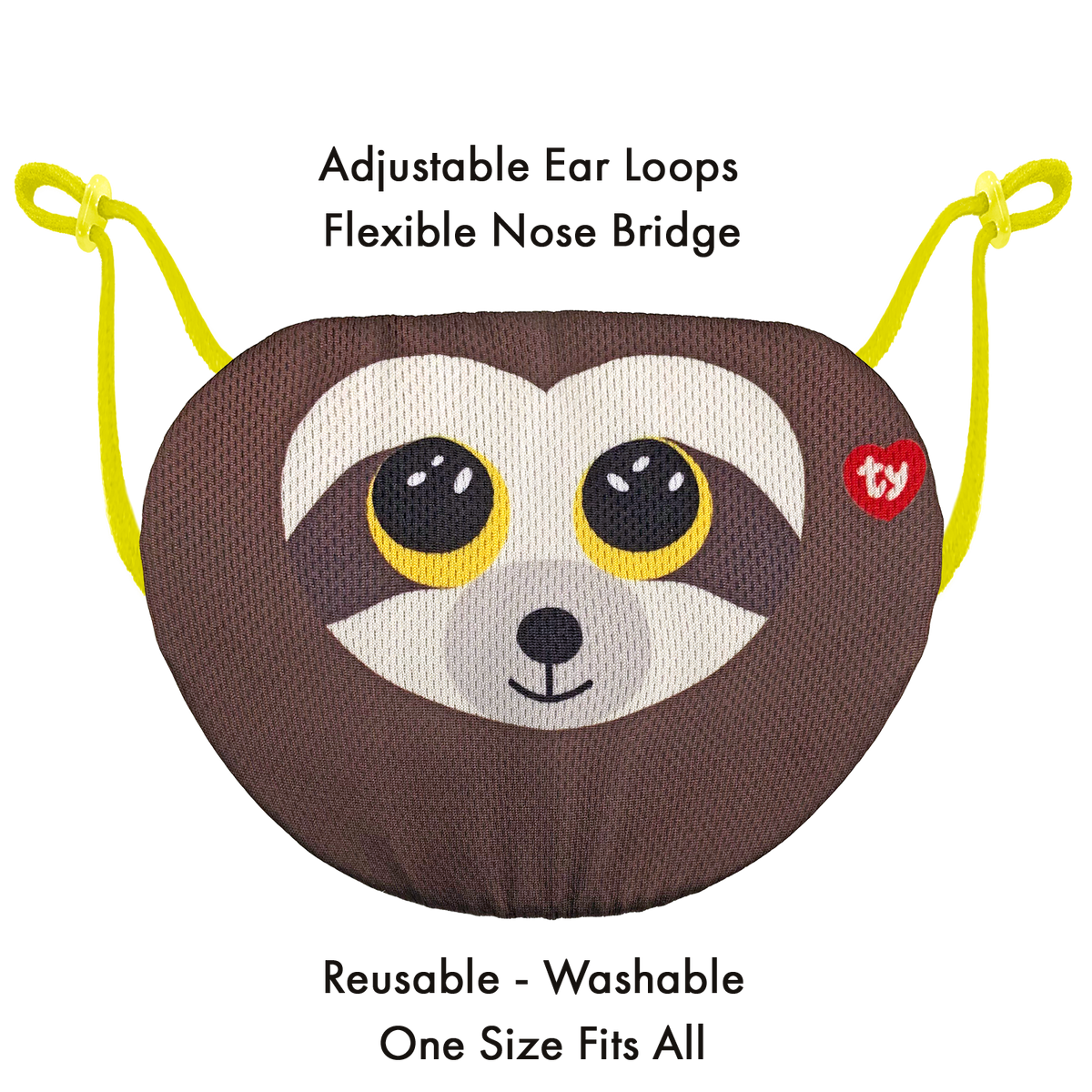 TY Dangler Sloth Reusable Washable Mask - Brown