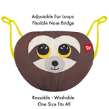 TY Dangler Sloth Reusable Washable Mask - Brown