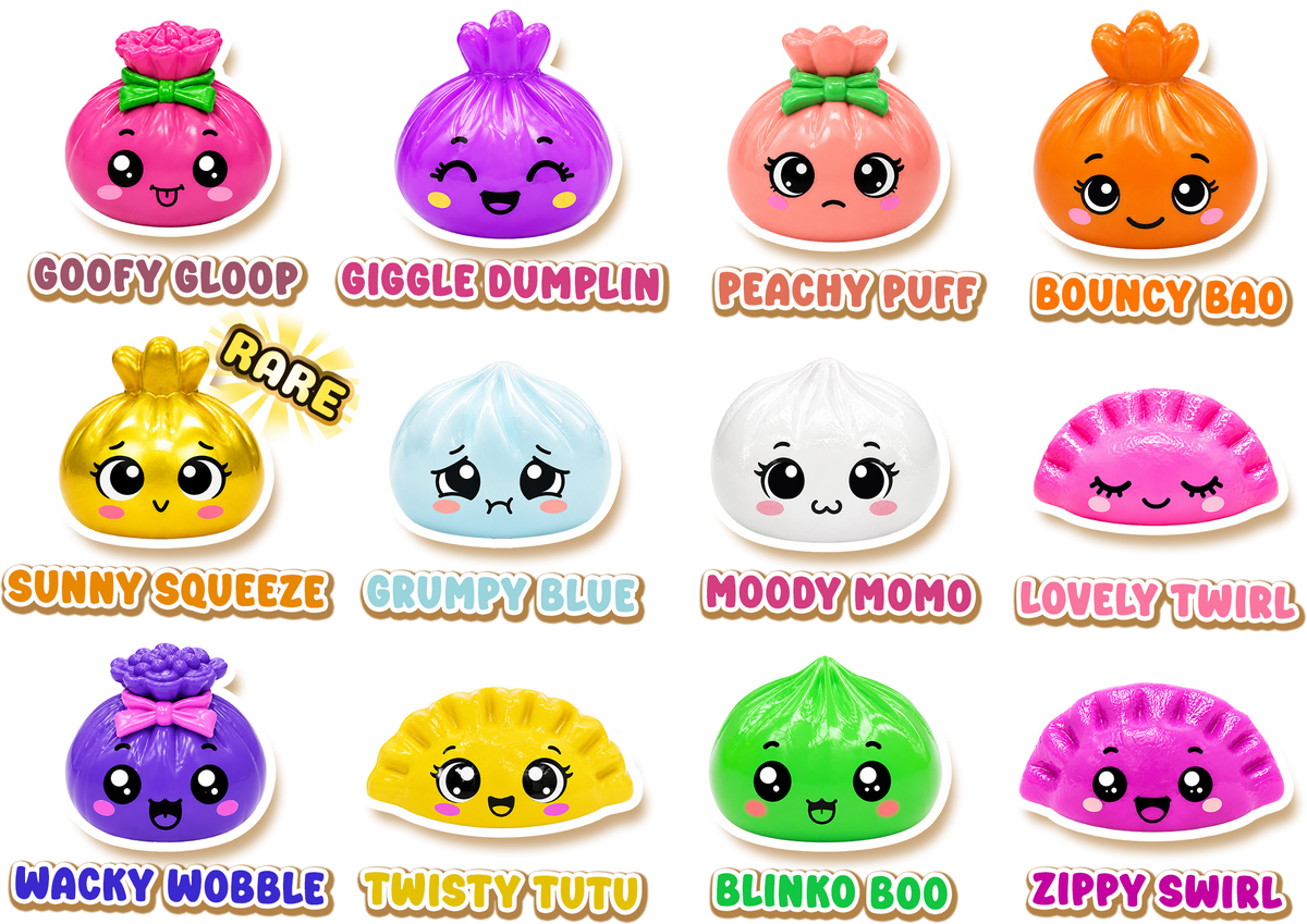 Premium Dumplings Medium 5.5cm Squishy Sensory Fidget Toy for Kids - Assorted Colors