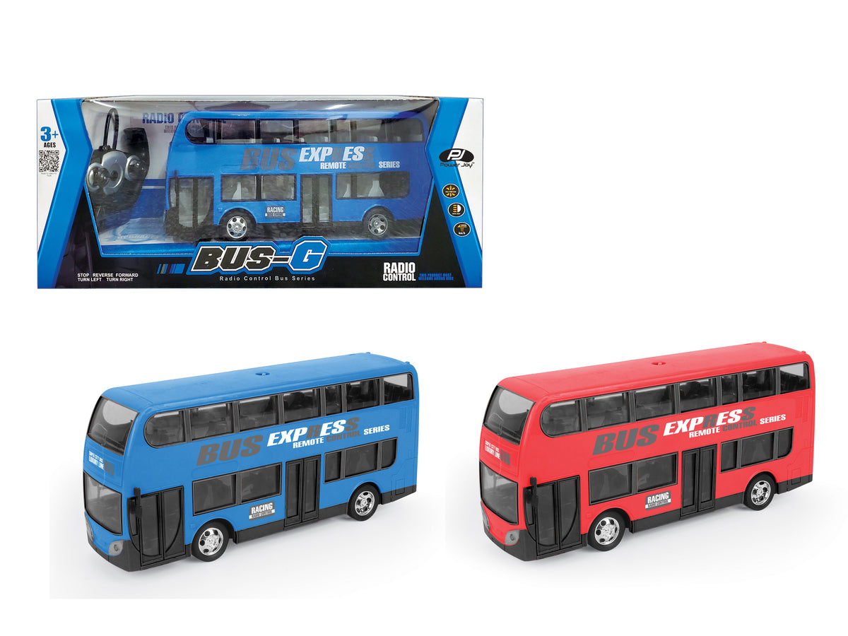Power Joy بالتحكم عن بُعد Double-Decker Bus Toy مع Lights Random Color Selection - تباع بالقطعة