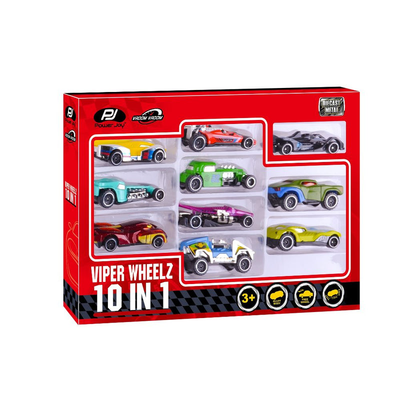 Power Joy Vroom Vroom Diecast Viper Wheelz 10-In-1 Set