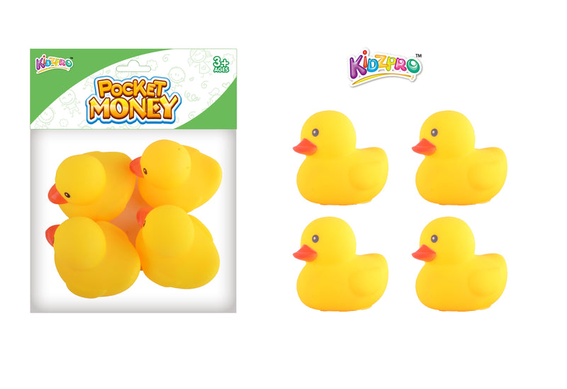 Kidzpro Floating Duck Bath Toys 4-Piece Set - Cute Rubber Duck Water Play Toys for Babies & Toddlers