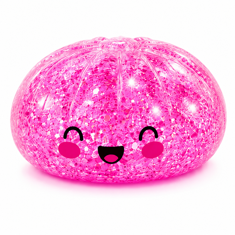 Colorful Dumpling Squeezy Fidget Toy with Gelatin Glitter Filling Assorted Colors