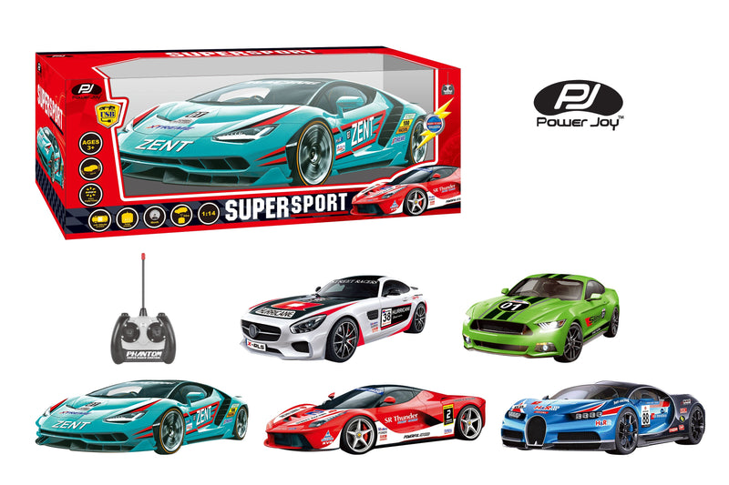 Power Joy سيارة RC Super Sport مقياس ١:١٤ - ألوان متنوعة، قطعة واحدة
