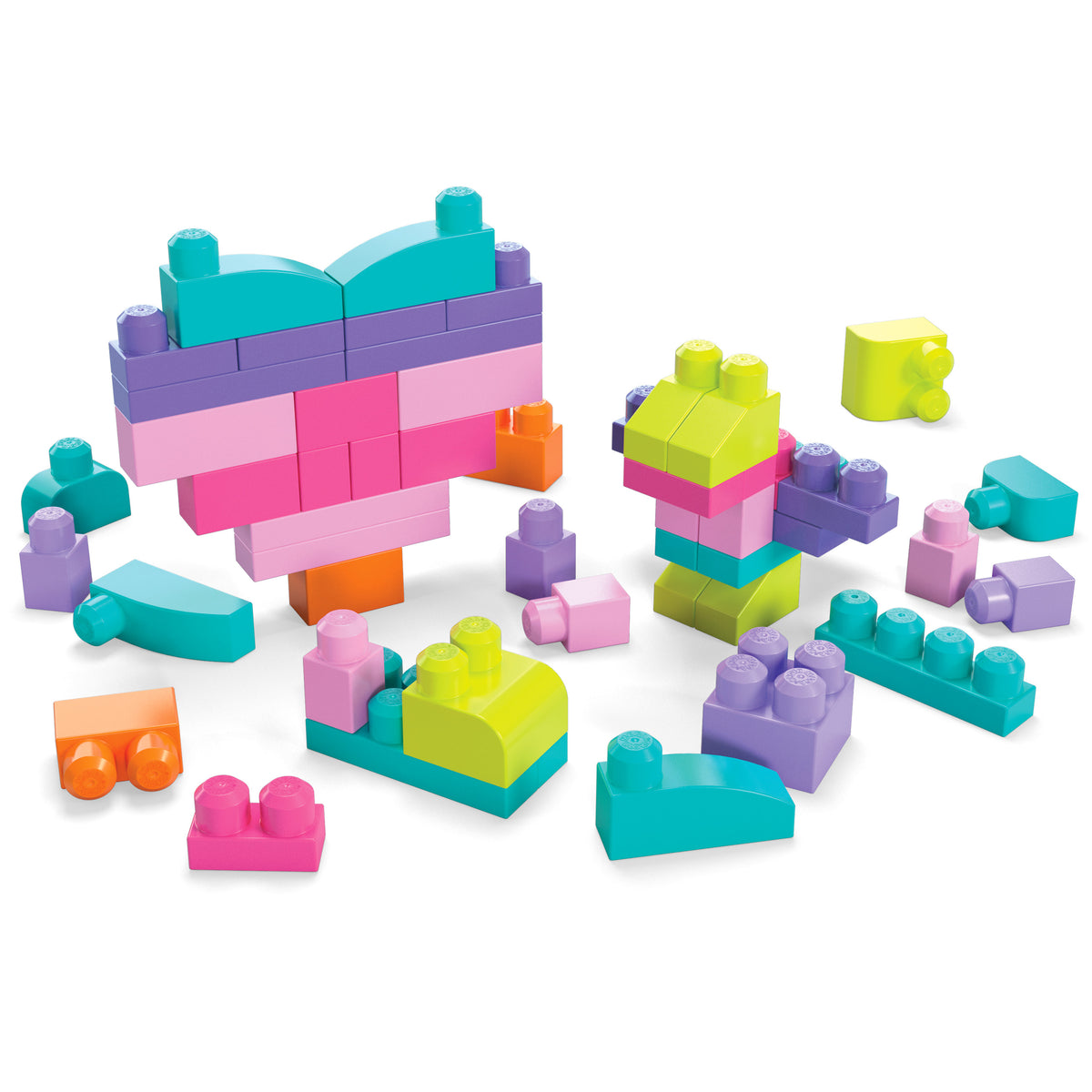Mega Blocks 80-pieces Pink Building Blocks Set Creative Play for Toddlers