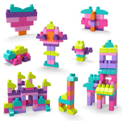 Mega Blocks 80-pieces Pink Building Blocks Set Creative Play for Toddlers