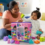 Mega Blocks 80-pieces Pink Building Blocks Set Creative Play for Toddlers