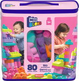 Mega Blocks 80-pieces Pink Building Blocks Set Creative Play for Toddlers
