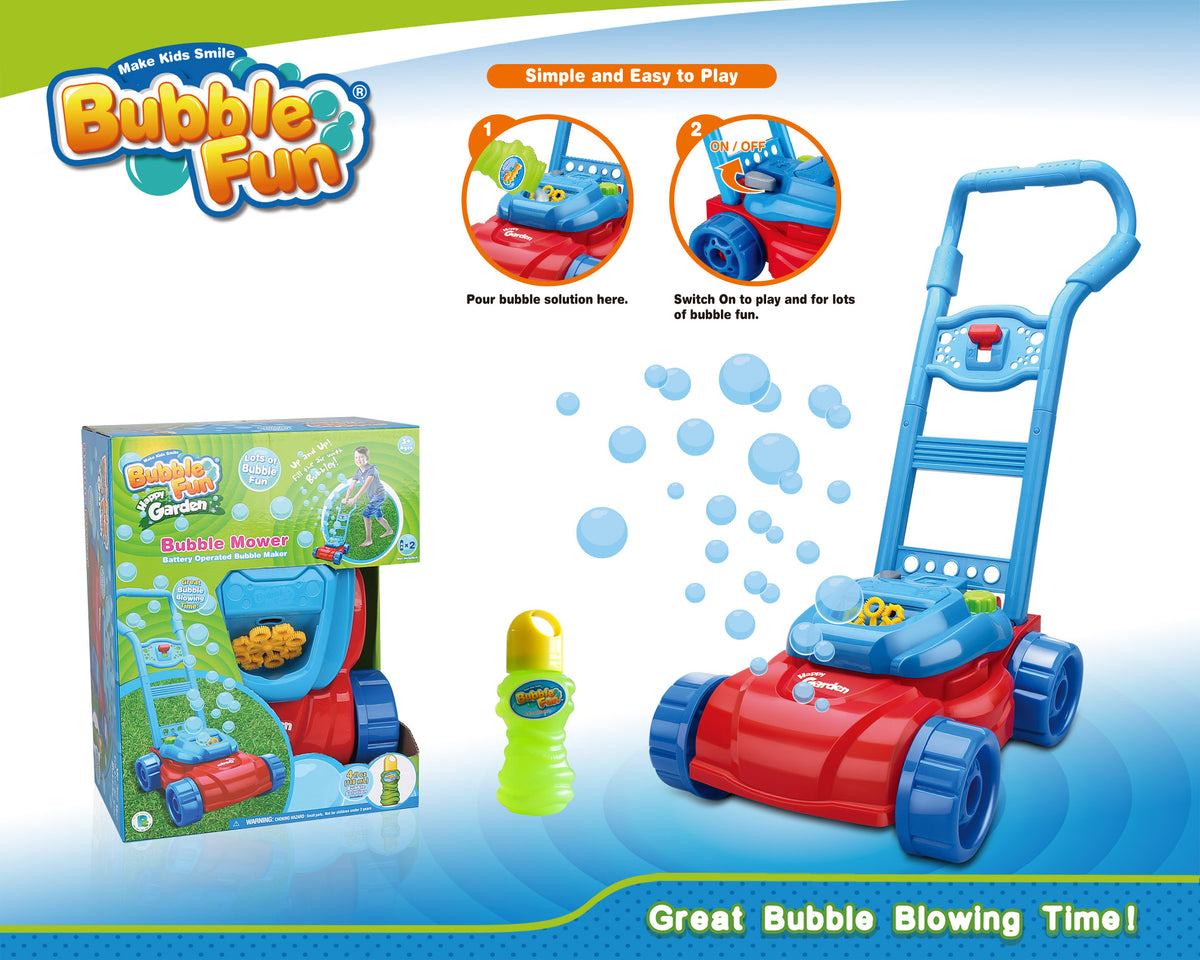 Power Joy Battery-Operated Bubble Mower for Kids Outdoor Play