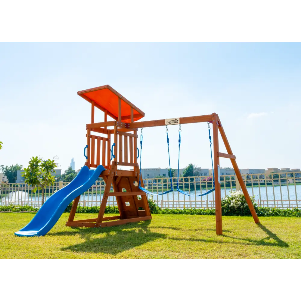 Dynamic Sports Arabian Cat Wooden Swing Set with Slide