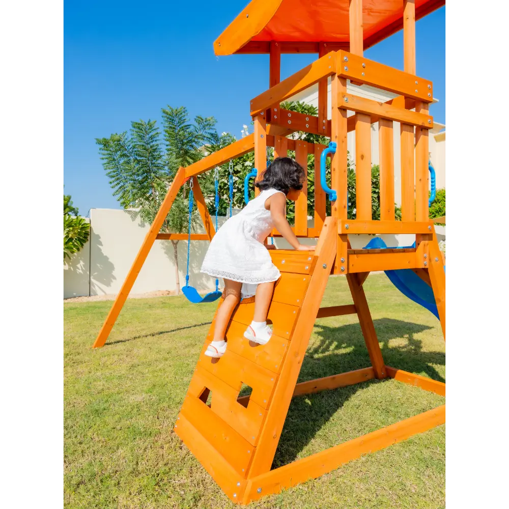 Dynamic Sports Arabian Cat Wooden Swing Set with Slide