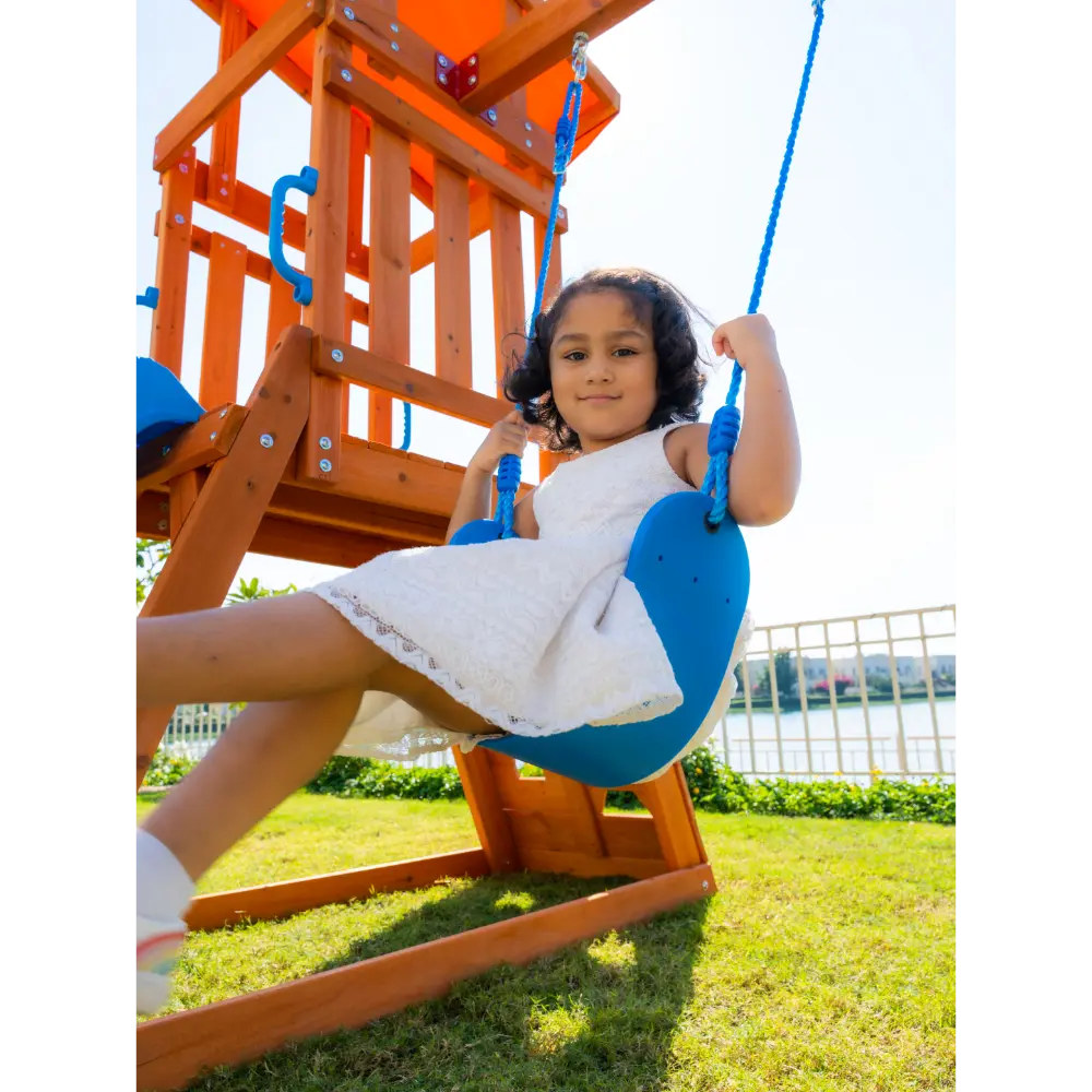 Dynamic Sports Arabian Cat Wooden Swing Set with Slide