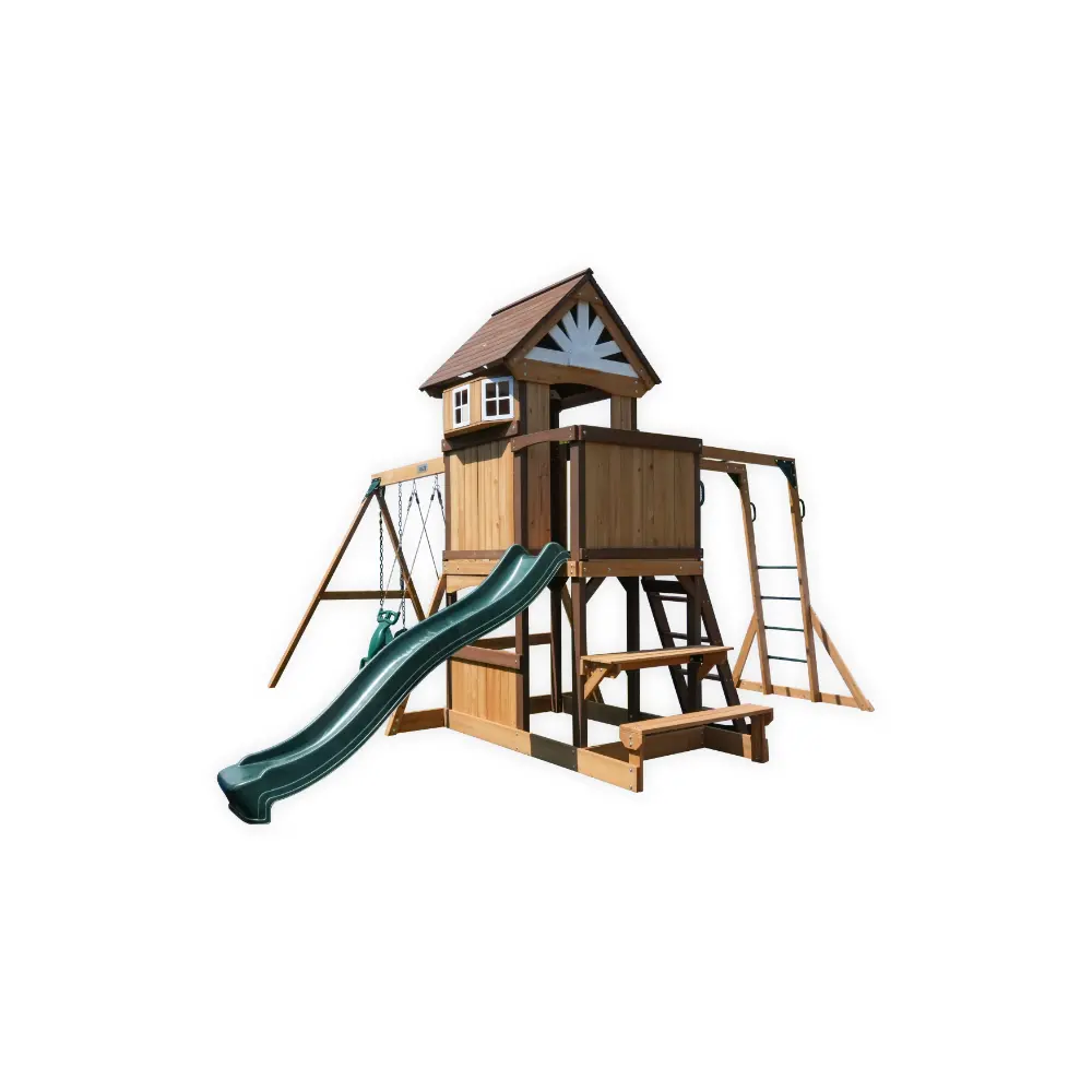 Dynamic Sports Arabian Tahr Wooden Swing Set with Viewing Deck