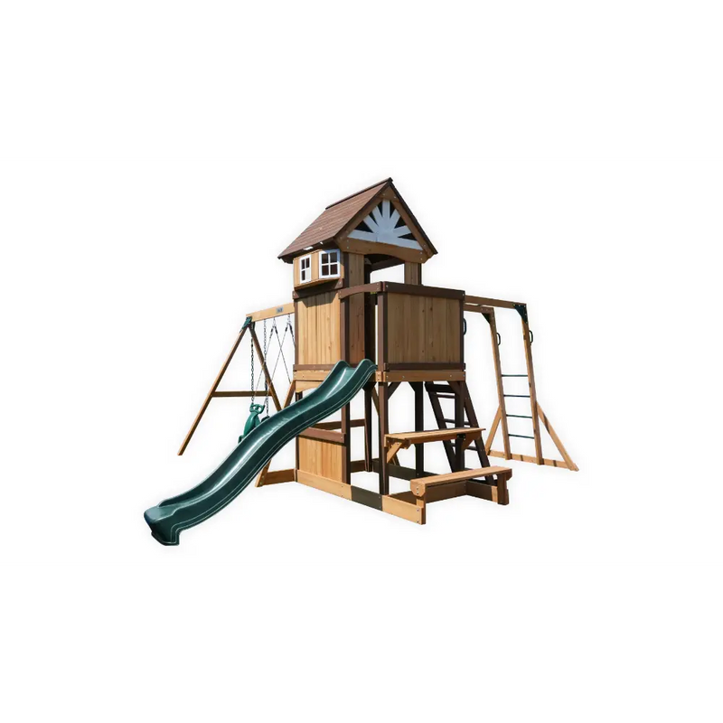 Dynamic Sports Arabian Tahr Wooden Swing Set with Viewing Deck