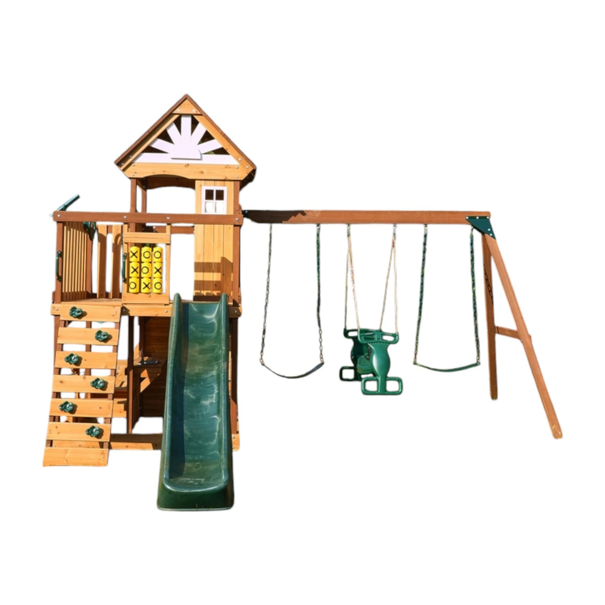 Dynamic Sports Arabian Ibex Wooden Swing Set with Slide & Clubhouse