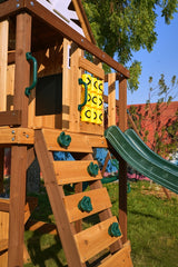 Dynamic Sports Arabian Ibex Wooden Swing Set with Slide & Clubhouse
