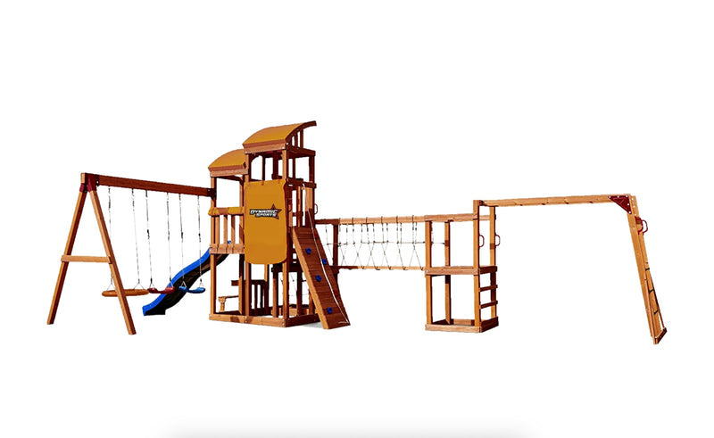 Dynamic Sports Arabian Oryx Extreme Wooden Playset with Climbing Wall & Rope Bridge