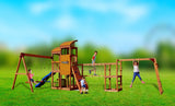 Dynamic Sports Arabian Oryx Extreme Wooden Playset with Climbing Wall & Rope Bridge