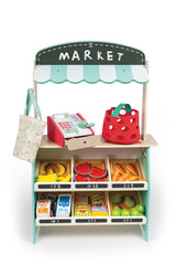 Hape Farmers Market Stall  Wooden Play Grocery Store for Kids