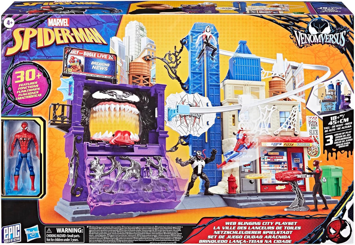 Spider-Man Venom Versus Web Slinging City Playset with 4-Inch Action Figure & Accessories