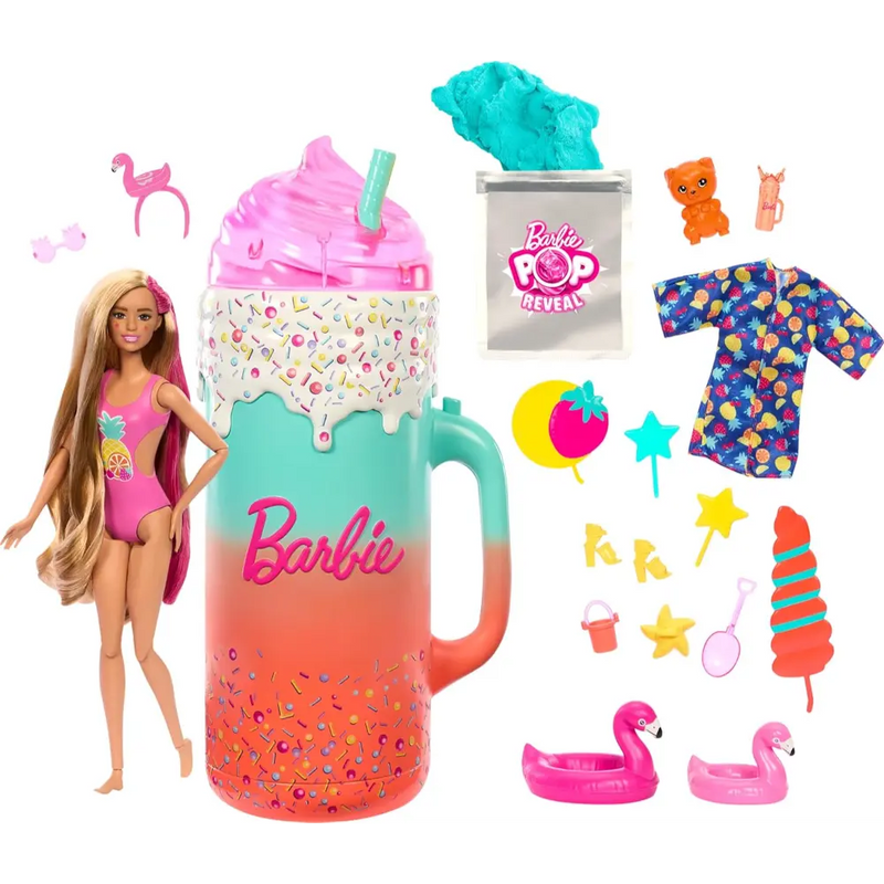 Barbie Pop Reveal Rise & Surprise Gift Set With Scented Doll, Squishy Scented Pet & More, 15+ Surprises