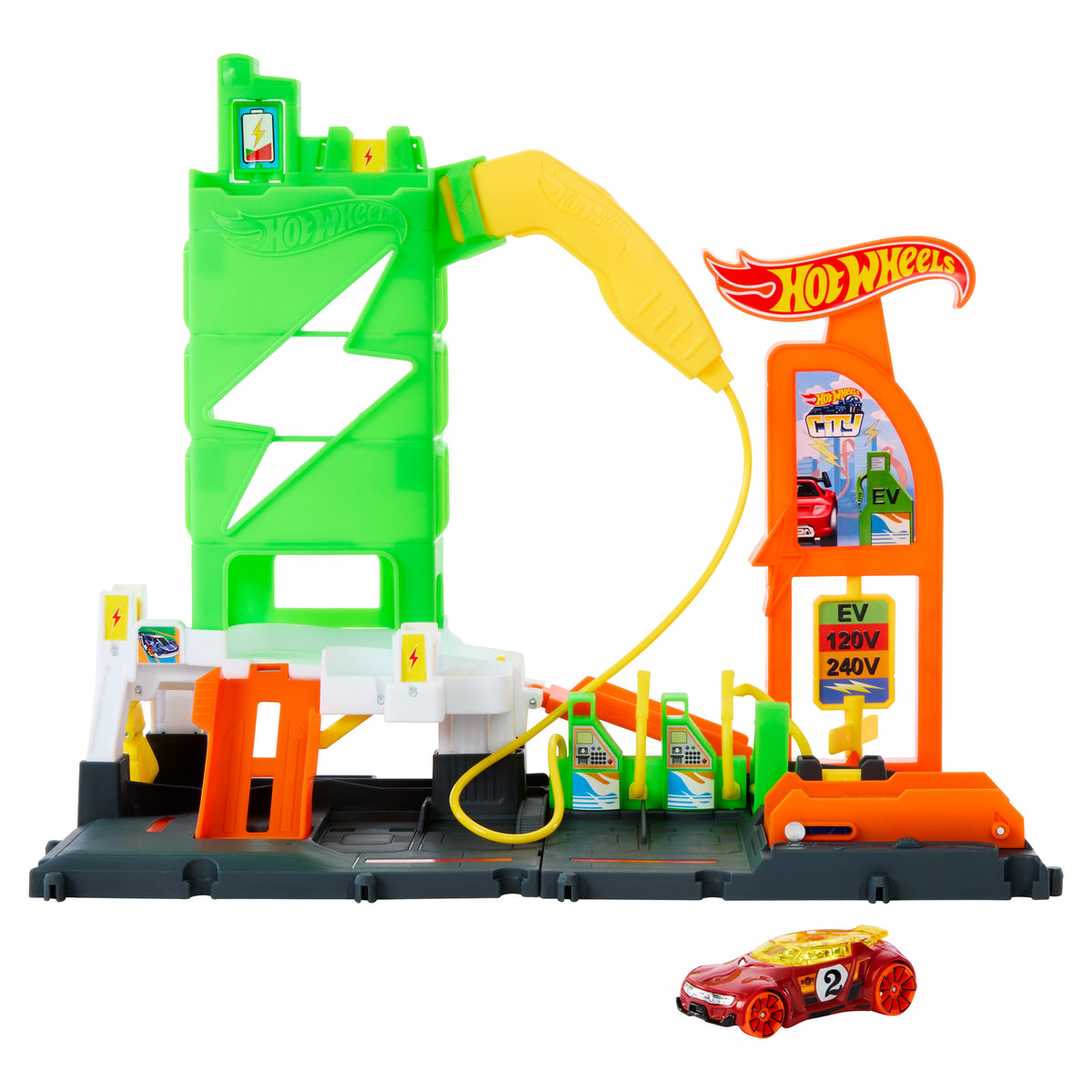 Hot Wheels City Super Recharge Fuel Station Playset with 1 Vehicle