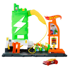 Hot Wheels City Super Recharge Fuel Station Playset with 1 Vehicle