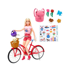 Barbie Doll and Bike Playset Fashion Doll with Bicycle & Accessories for Kids