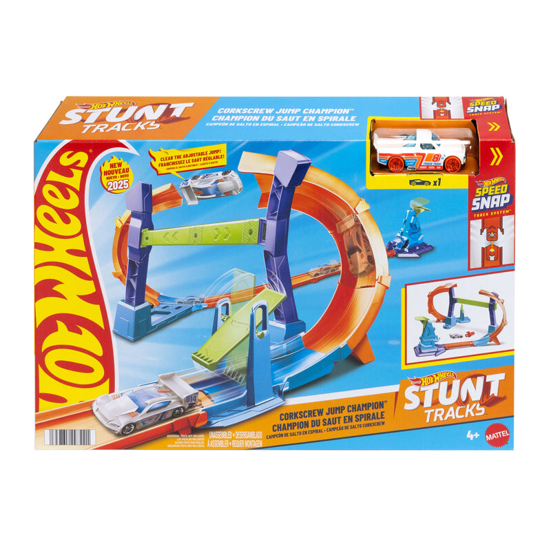 مجموعات لعب المركبات - Hot Wheels Action Corkscrew Jump Champion Track طقم for Kids