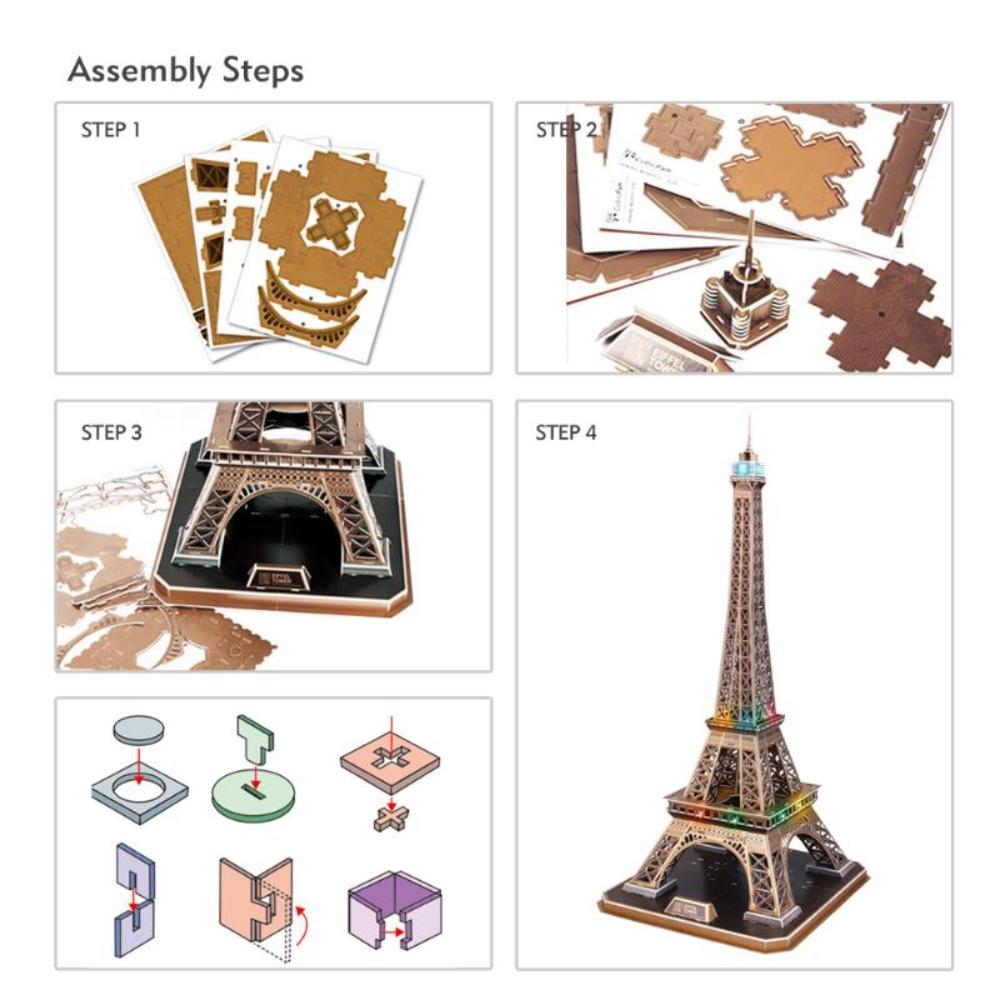 3D PUZZLE LED EIFFEL TOWER 84-PIECE, BAT